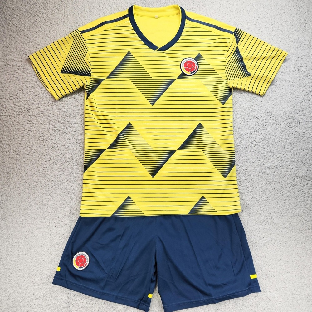 Colombia Jersey Shorts Womens XL Yellow Blue Soccer Federacion Futbol Set READ